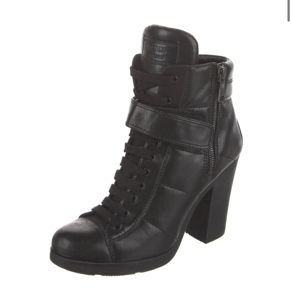 Prada Black Heeled Leather Boots